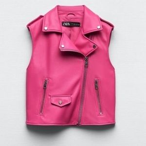 Zara Fuchsia Pink Faux Leather Vest
